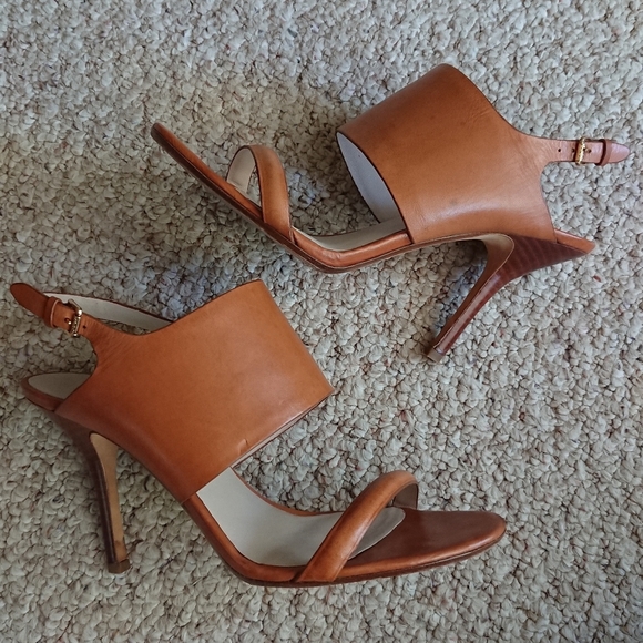 Kors Michael Kors soft tan leather Slingback open Toe Pump Size 8.5 - Picture 8 of 15